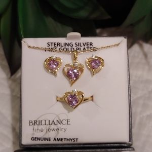 Amethyst gold sterling jewelry set